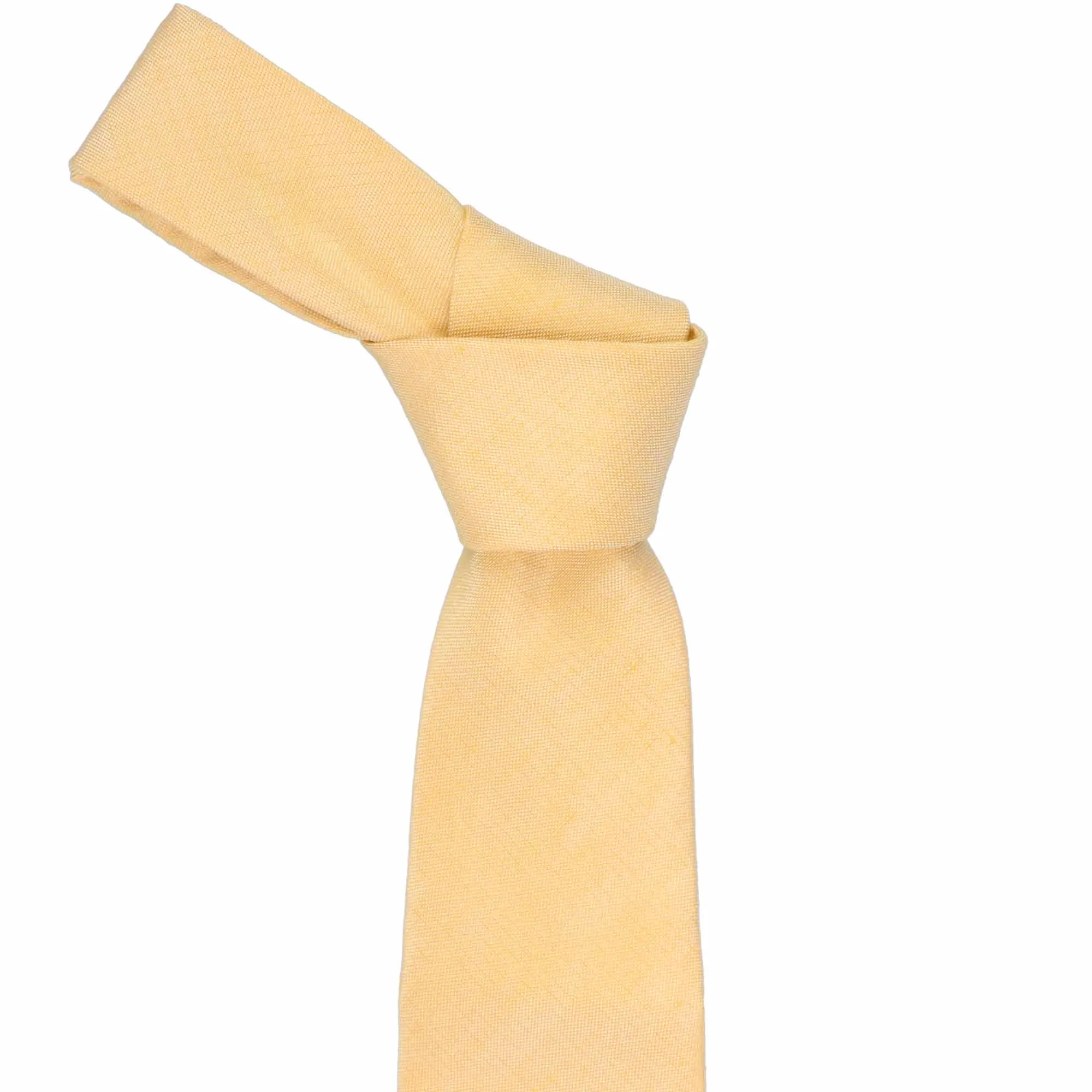 Dandelion Yellow Regency Linen/Silk Narrow Necktie, 3" Width sold by TieMart product image thumbnail 2