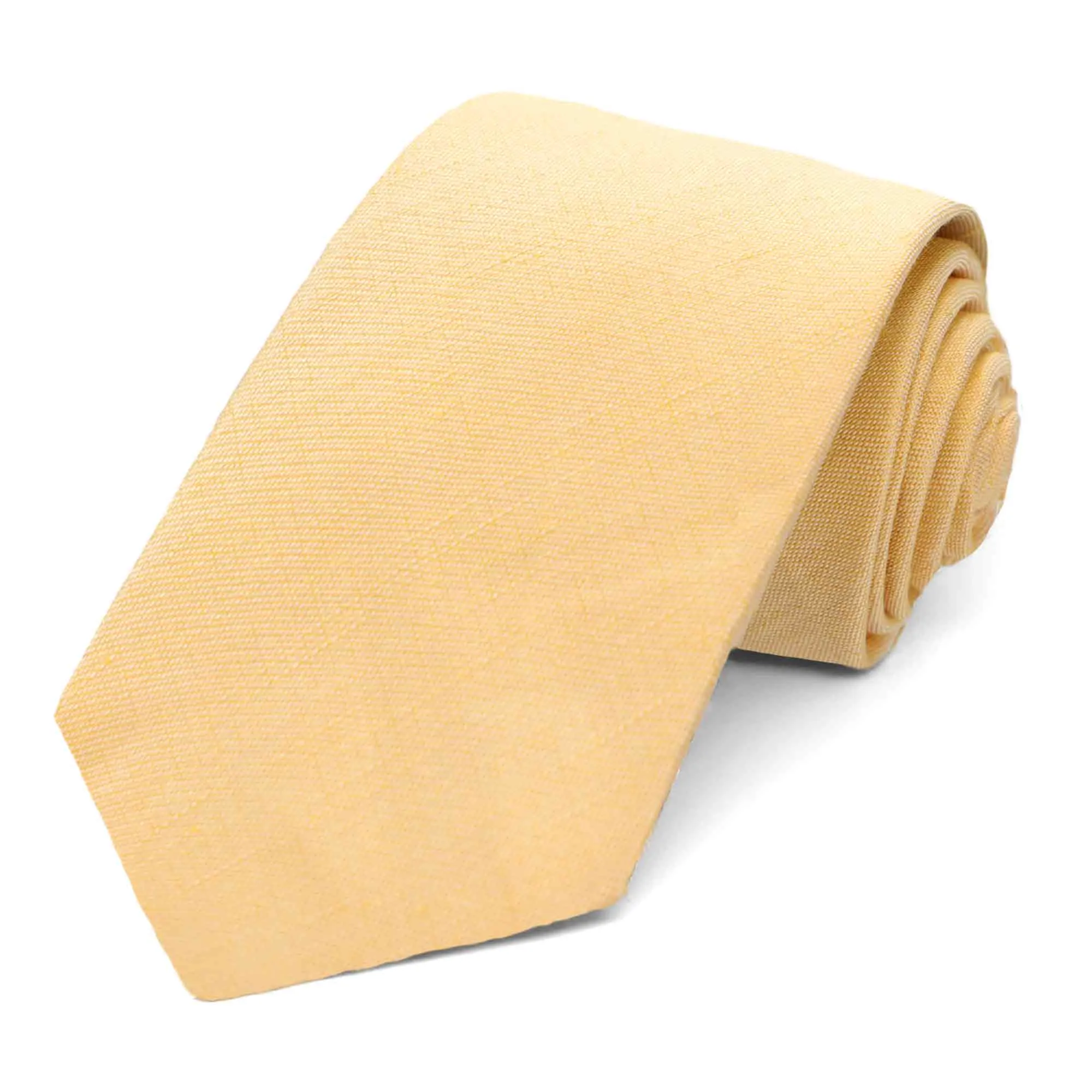 Dandelion Yellow Regency Linen/Silk Narrow Necktie, 3" Width sold by TieMart