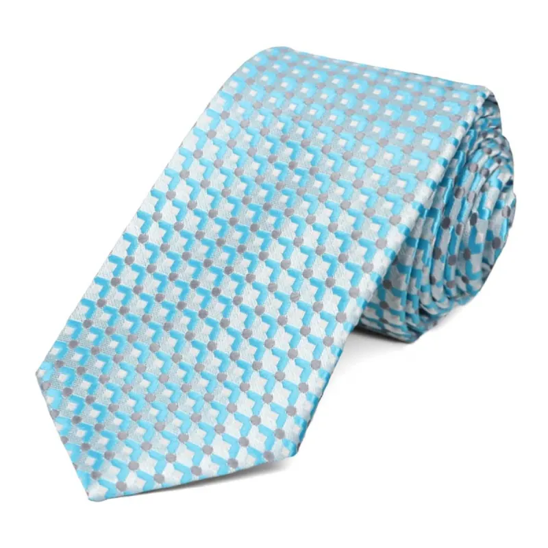 Turquoise Island Geometric Slim Necktie sold by TieMart