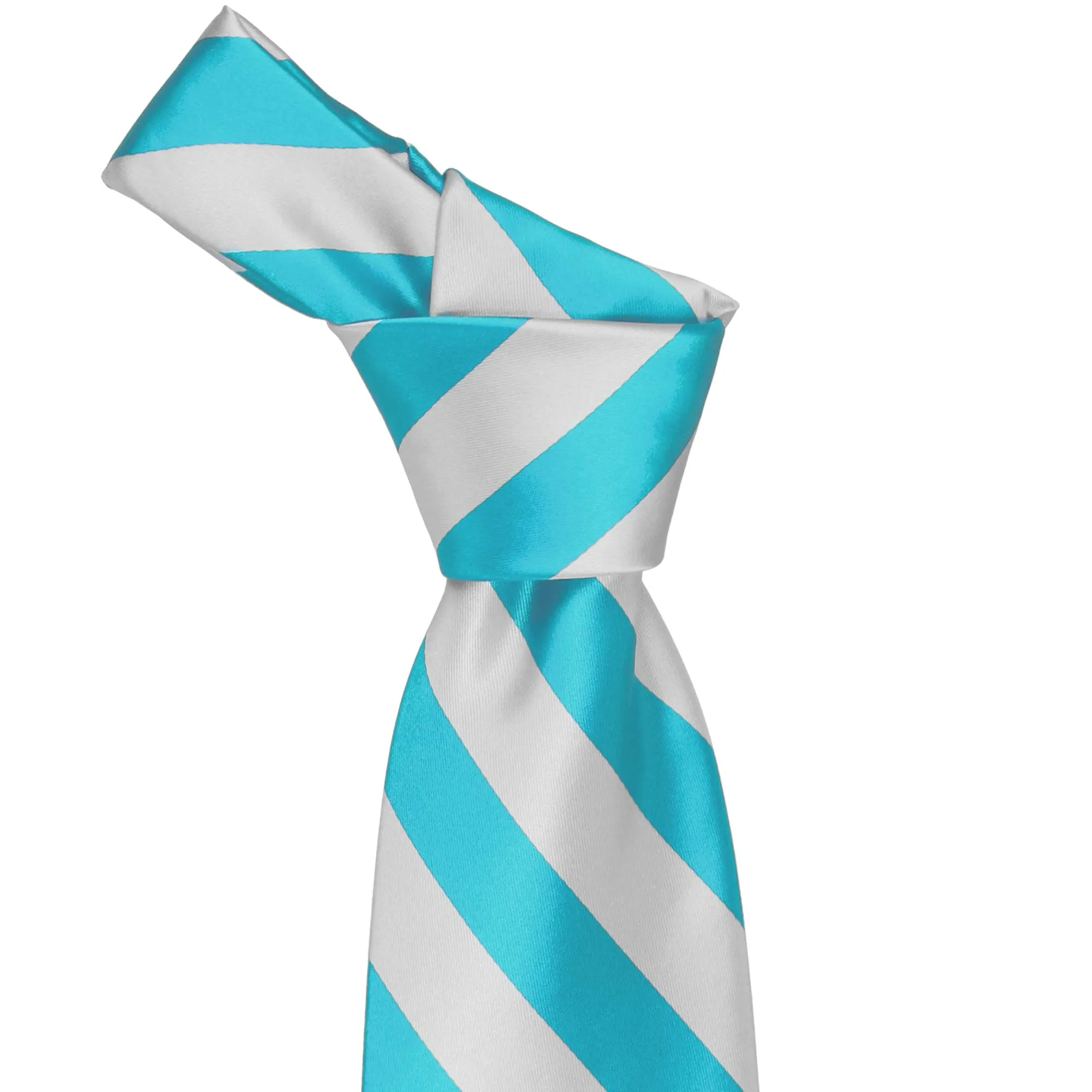Turquoise and Silver Striped Tie sold by TieMart product image thumbnail 2