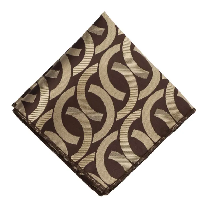 Chocolate Brown Kay Link Pattern Pocket Square sold by TieMart