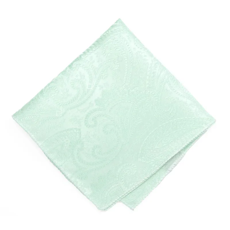 Seafoam Clara Paisley Pocket Square sold by TieMart