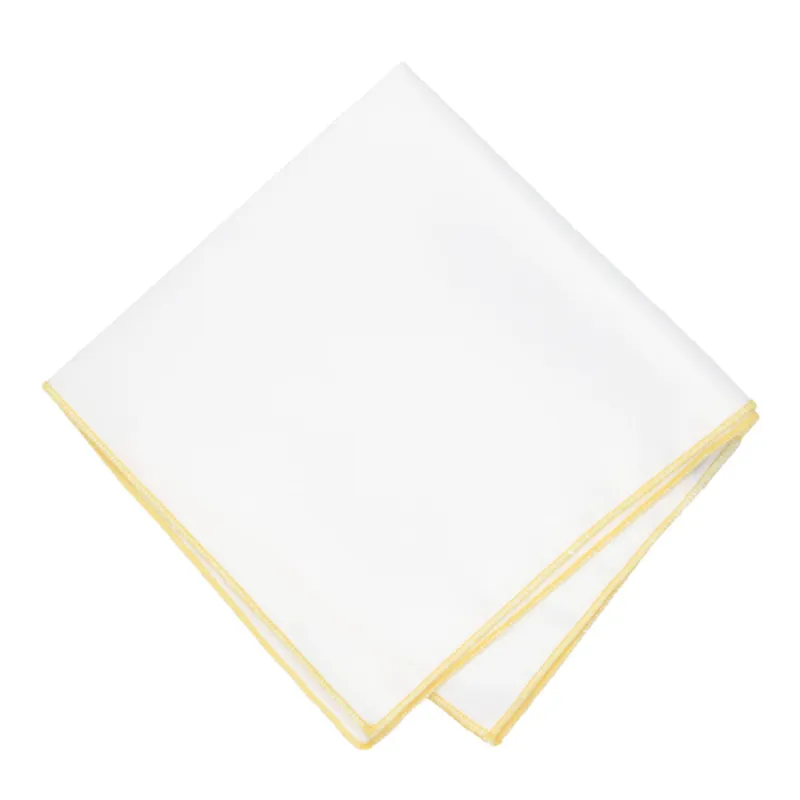 Butter Yellow Tipped White Pocket Square sold by TieMart