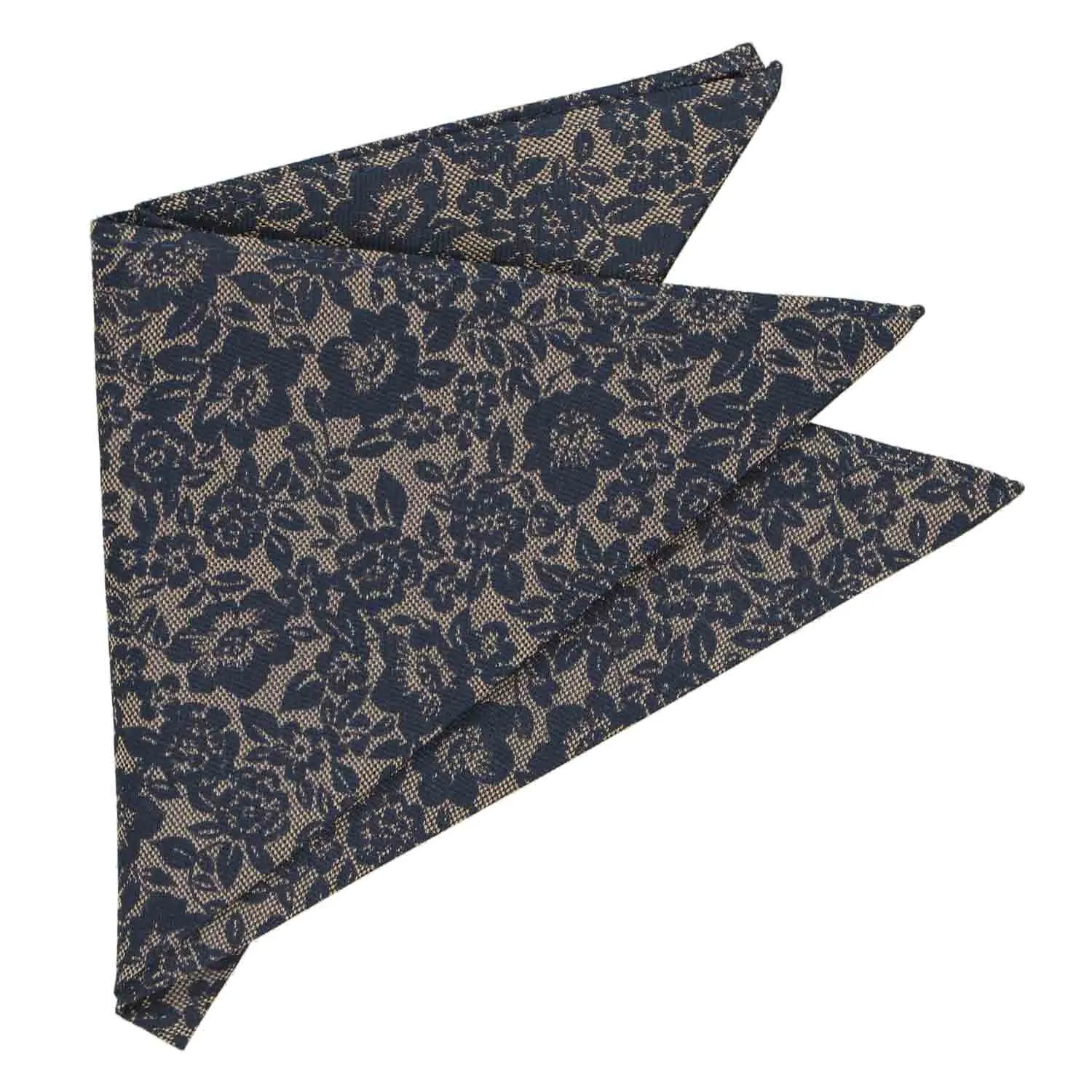 Navy Blue Journalist Floral Silk/Cotton Pocket Square sold by TieMart product image thumbnail 3