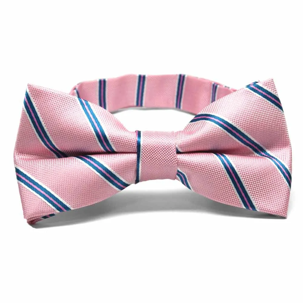 Vintage Pink Melvin Striped Band Collar Bow Tie sold by TieMart