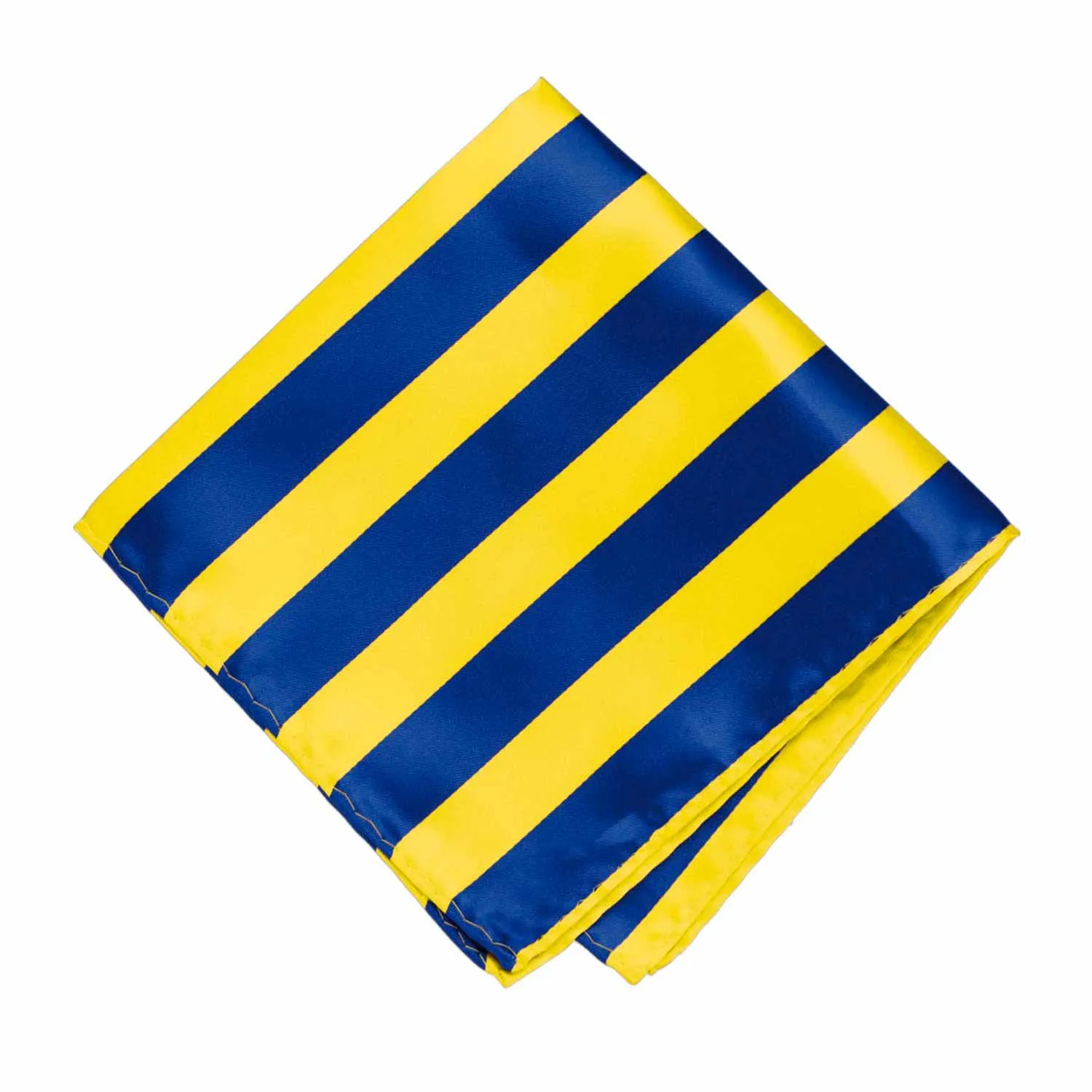 Royal Blue and Yellow Striped Pocket Square sold by TieMart