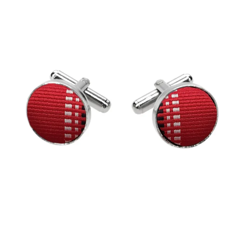 Red Pattern Fabric Cufflinks sold by TieMart