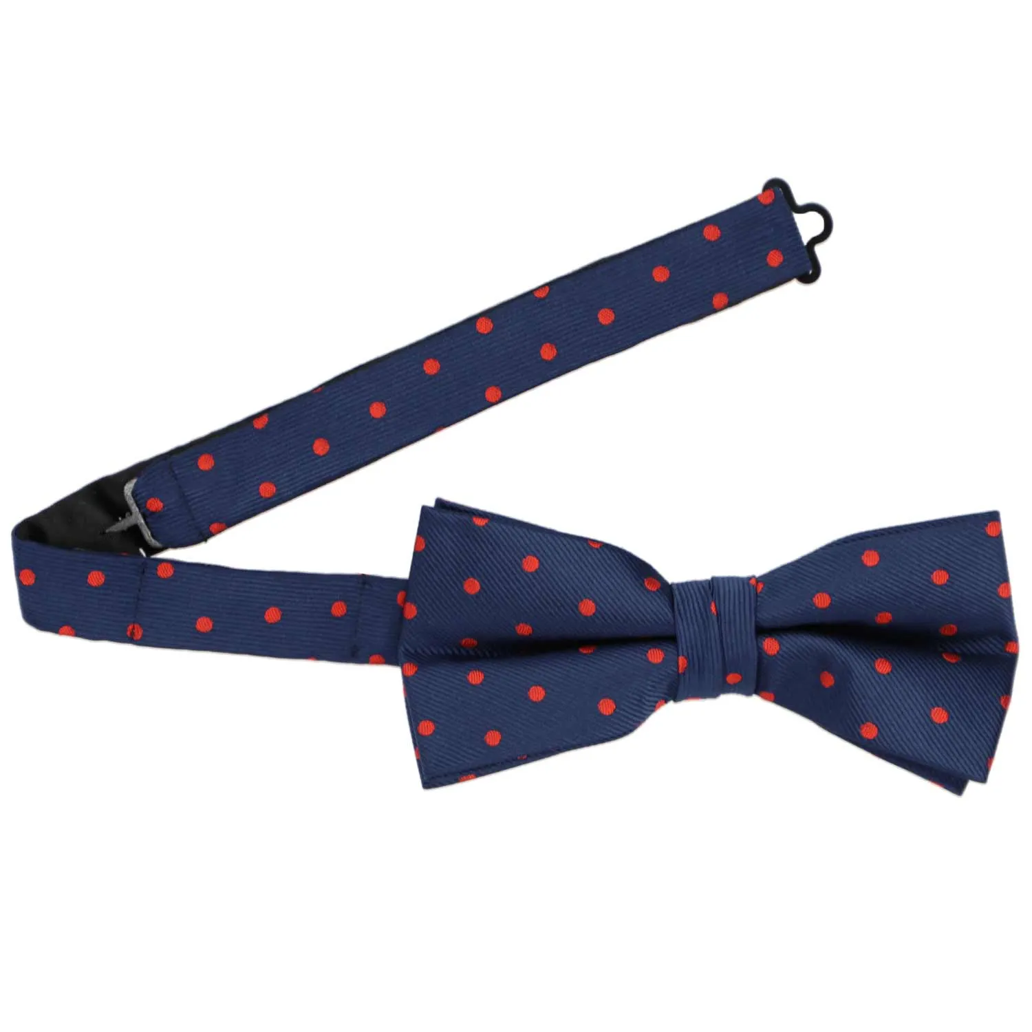 Navy Blue and Red Polka Dot Bow Tie sold by TieMart product image thumbnail 3