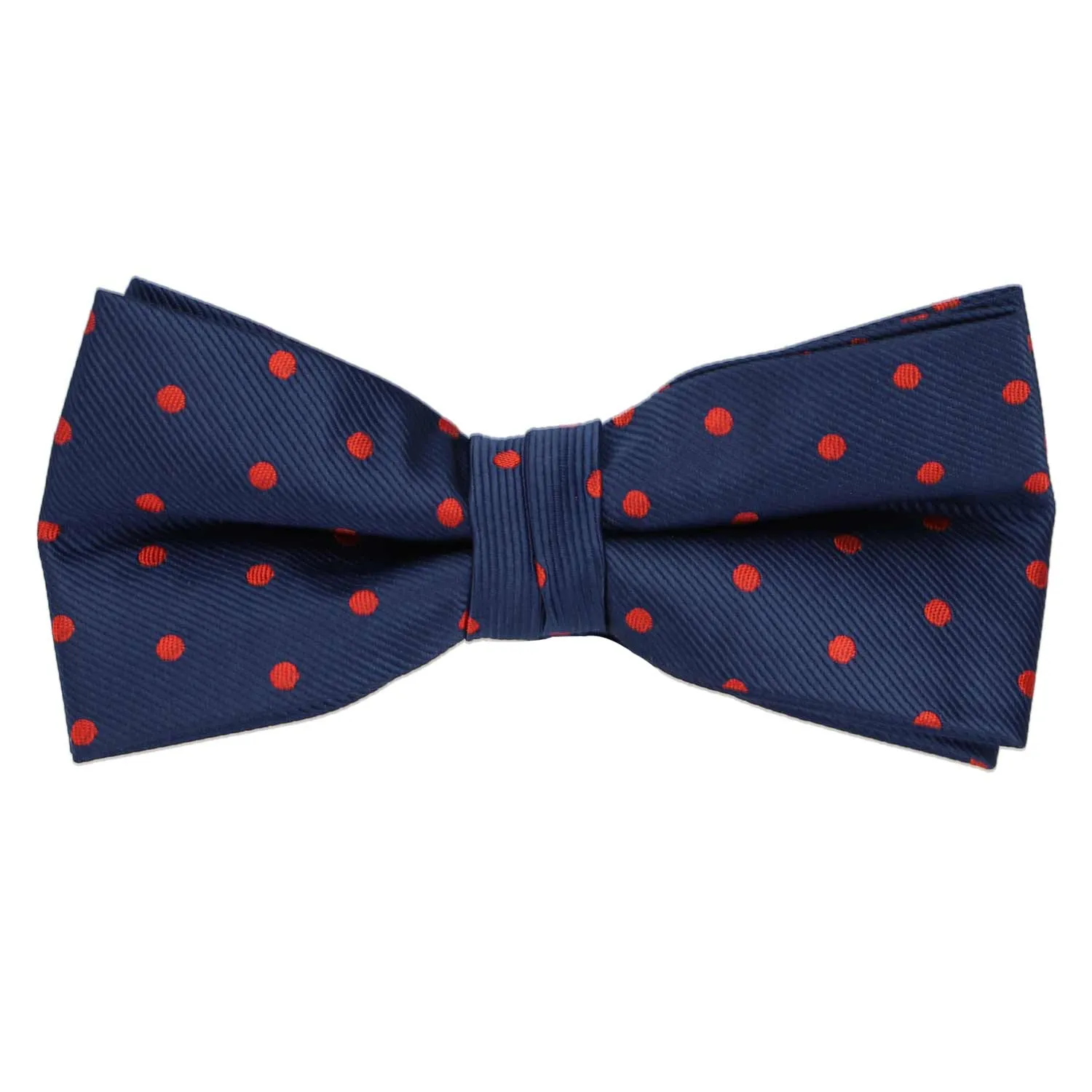 Navy Blue and Red Polka Dot Bow Tie sold by TieMart