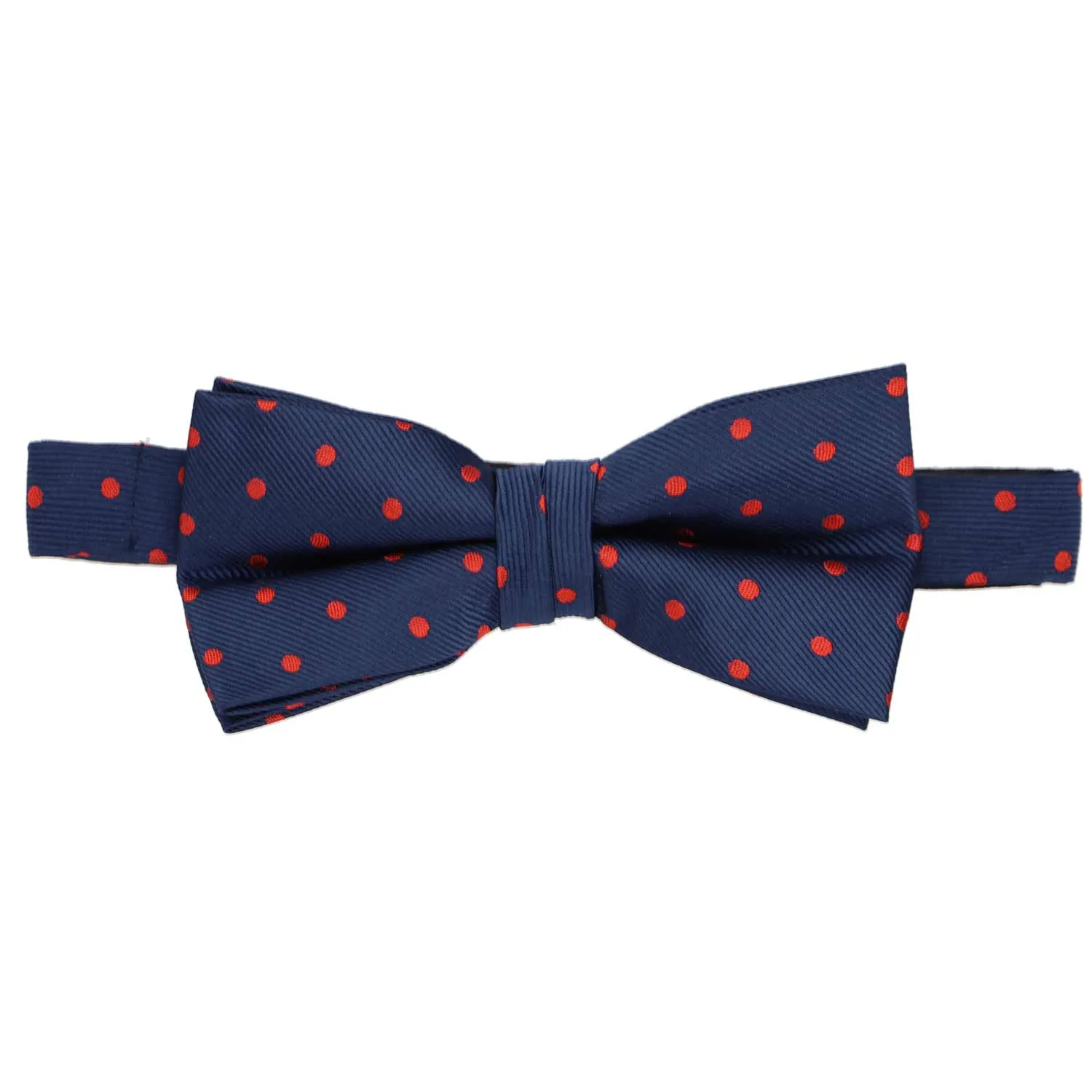 Navy Blue and Red Polka Dot Bow Tie sold by TieMart product image thumbnail 2