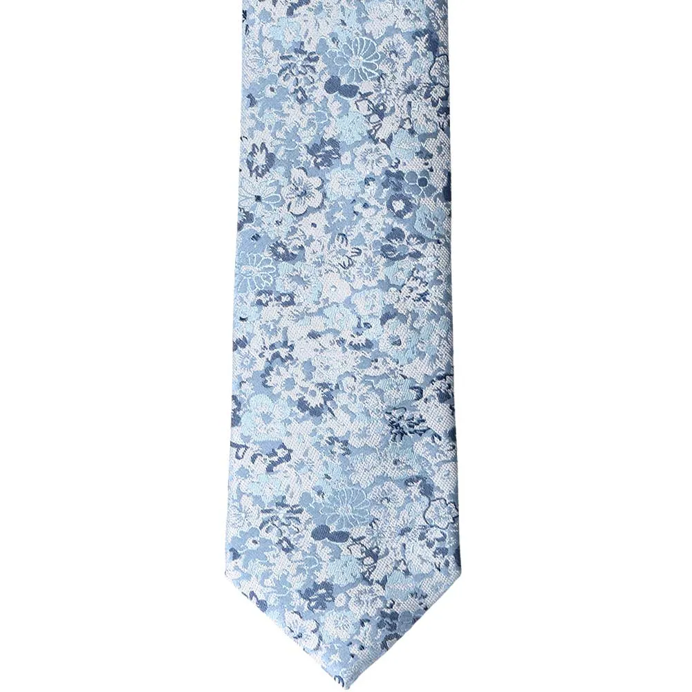 Steel Blue Member Floral Silk/Viscose Narrow Necktie, 3" Width sold by TieMart product image thumbnail 2