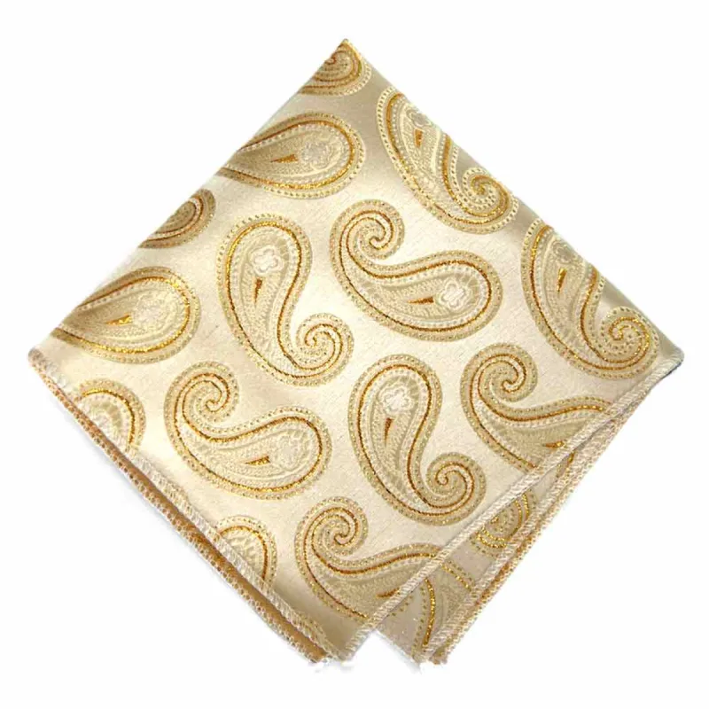Gold Berkshire Paisley Pocket Square sold by TieMart