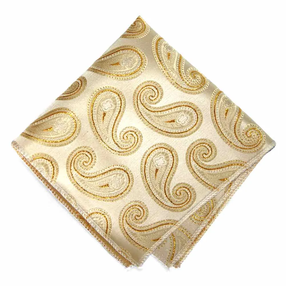 Gold Berkshire Paisley Pocket Square sold by TieMart