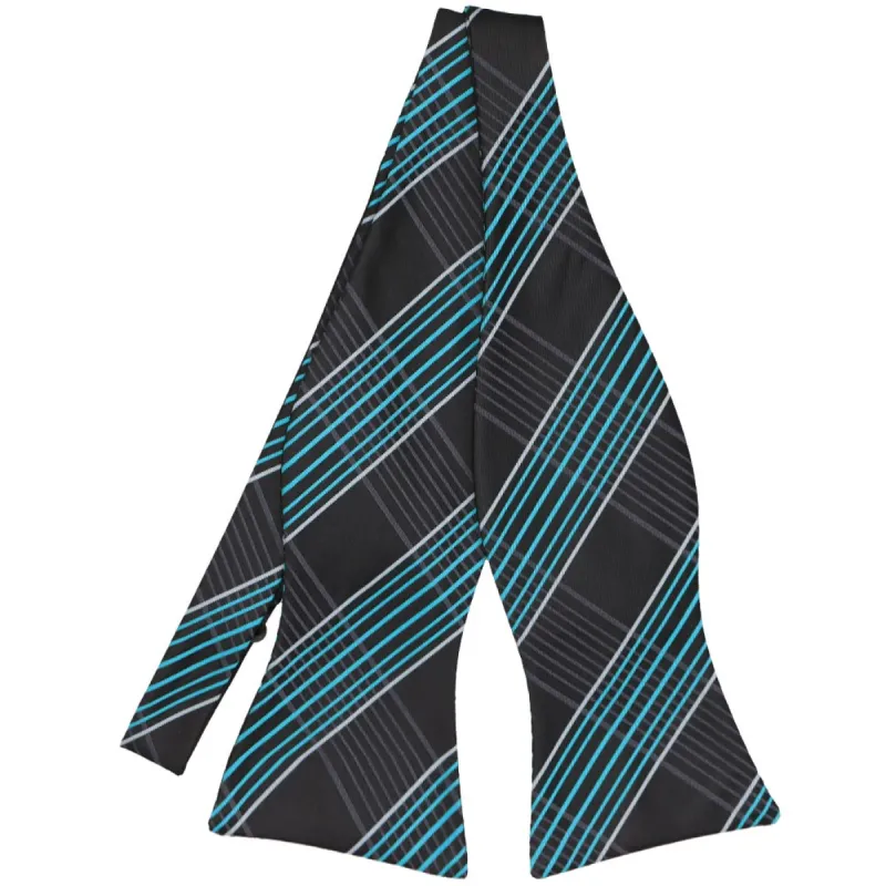 Turquoise Jeffrey Plaid Self-Tie Bow Tie sold by TieMart