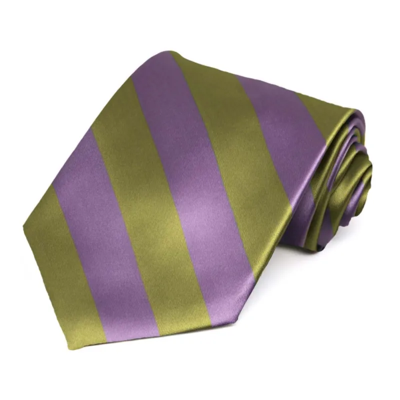 Wisteria Purple and Fern Striped Tie sold by TieMart