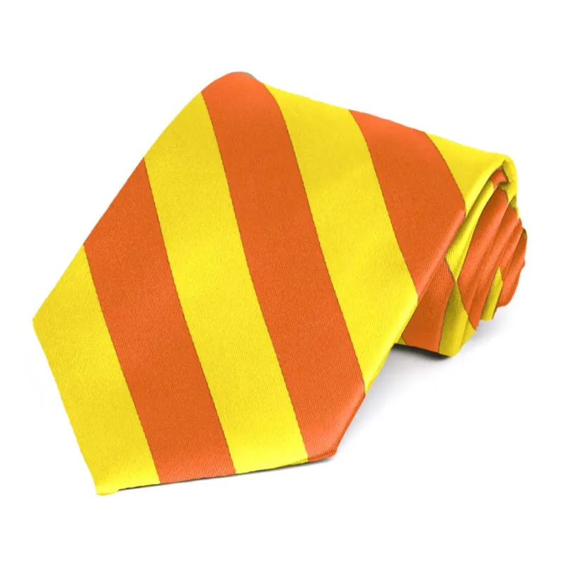 Yellow and Orange Striped Tie sold by TieMart