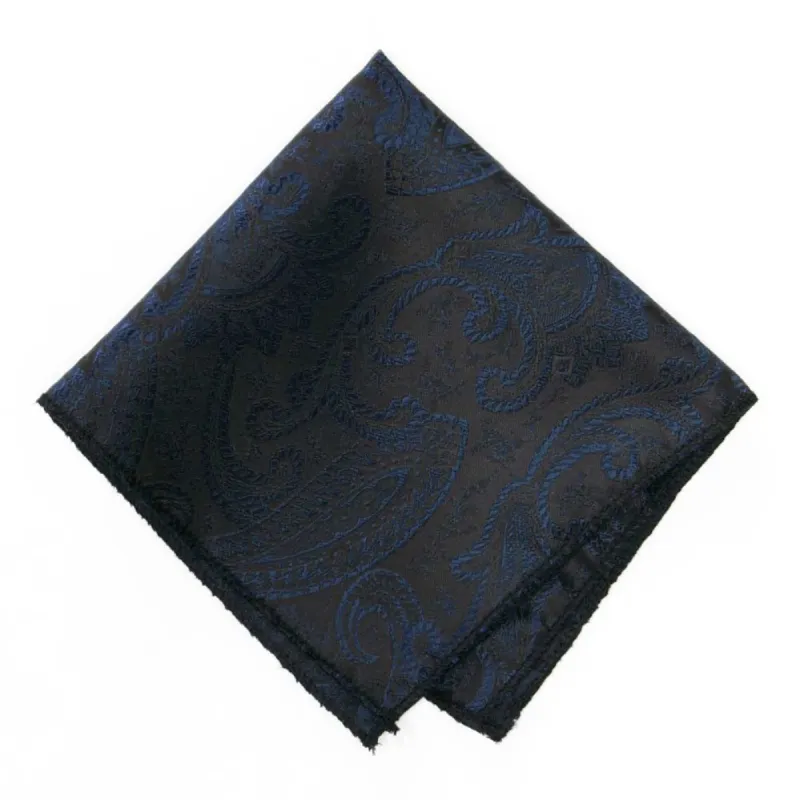 Navy Blue Clara Paisley Pocket Square sold by TieMart