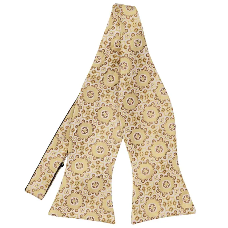 Straw Emma Floral Pattern Self-Tie Bow Tie sold by TieMart