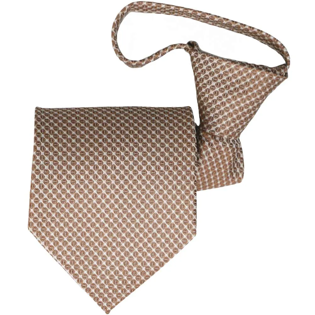 Light Brown Henry Grain Pattern Zipper Tie sold by TieMart