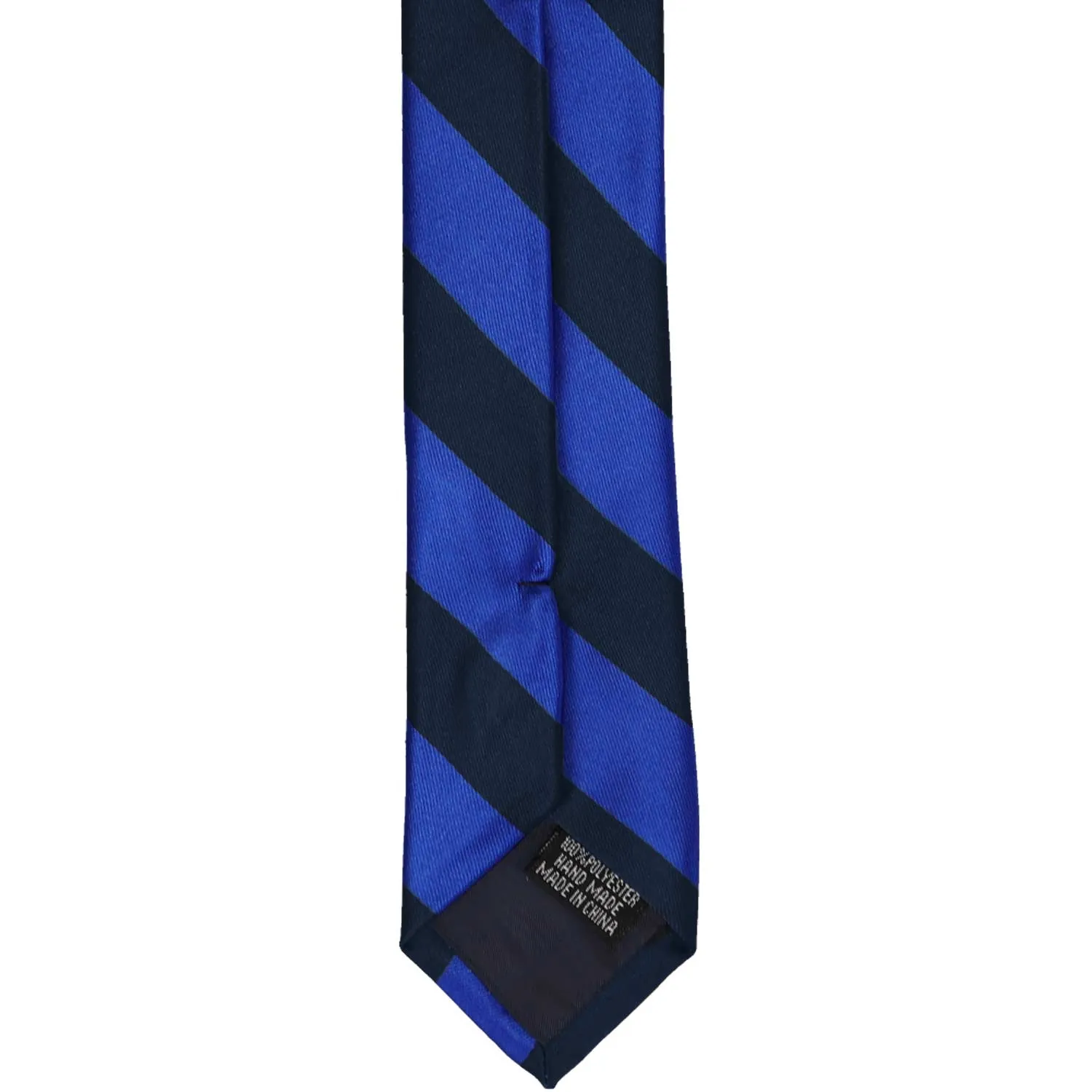 Navy Blue and Royal Blue Striped Skinny Tie, 2" Width sold by TieMart product image thumbnail 4