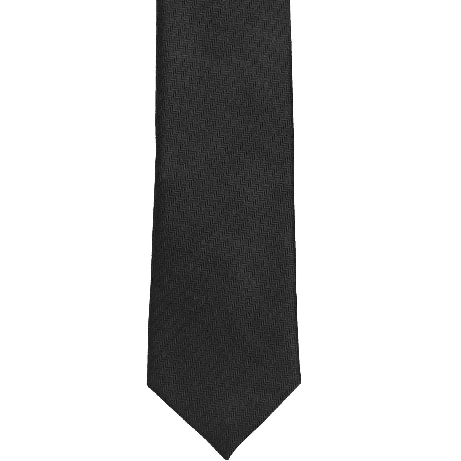 Black Herringbone Silk Slim Necktie, 2.5" Width sold by TieMart product image thumbnail 2