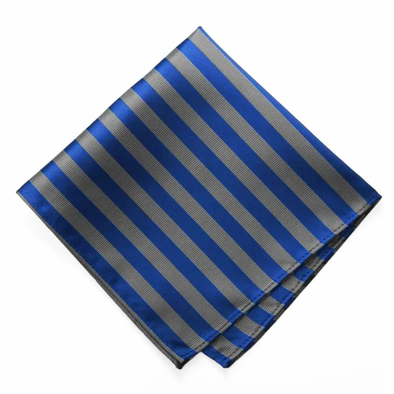 Blue and Gray Formal Striped Pocket Square sold by TieMart