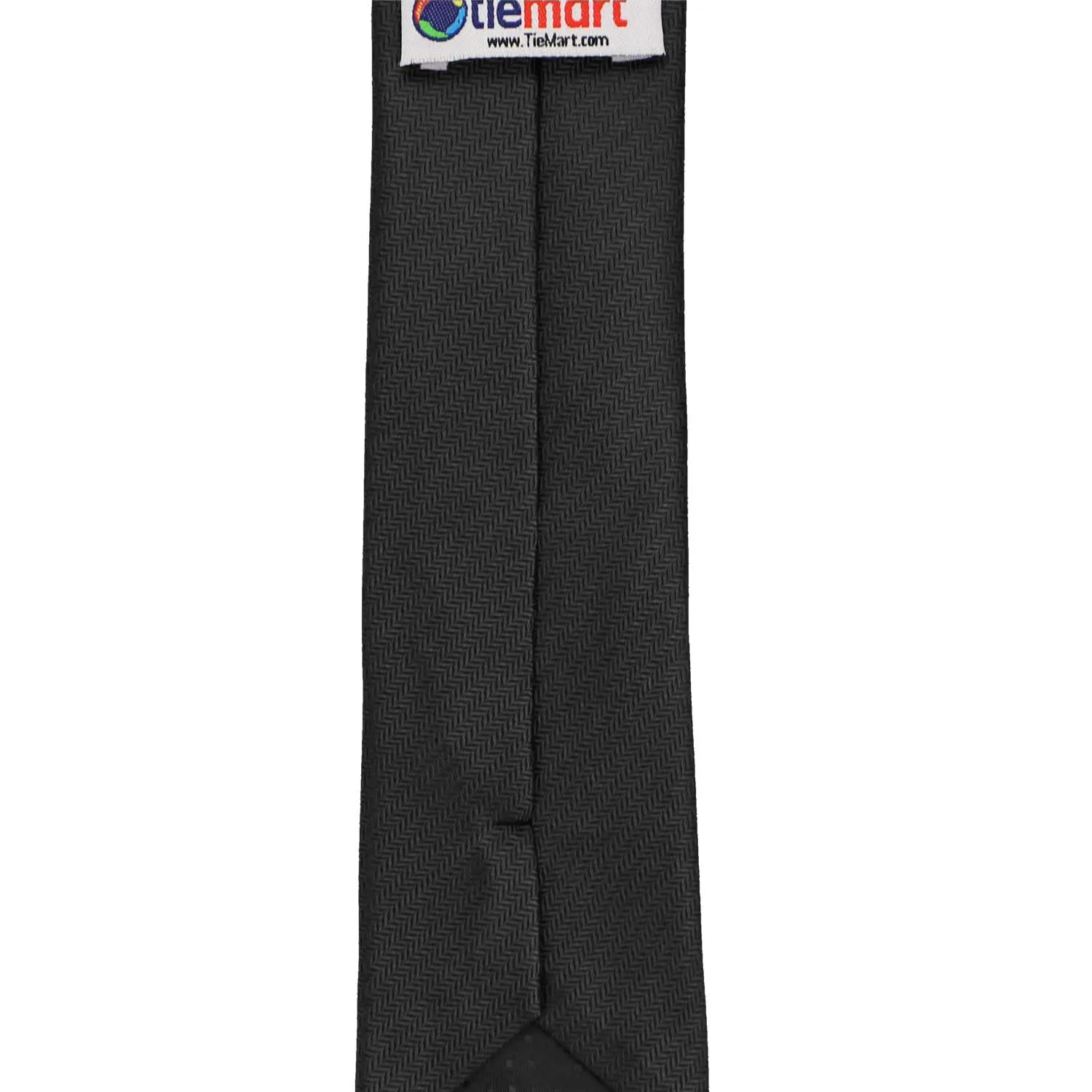 Black Herringbone Silk Slim Necktie, 2.5" Width sold by TieMart product image thumbnail 3