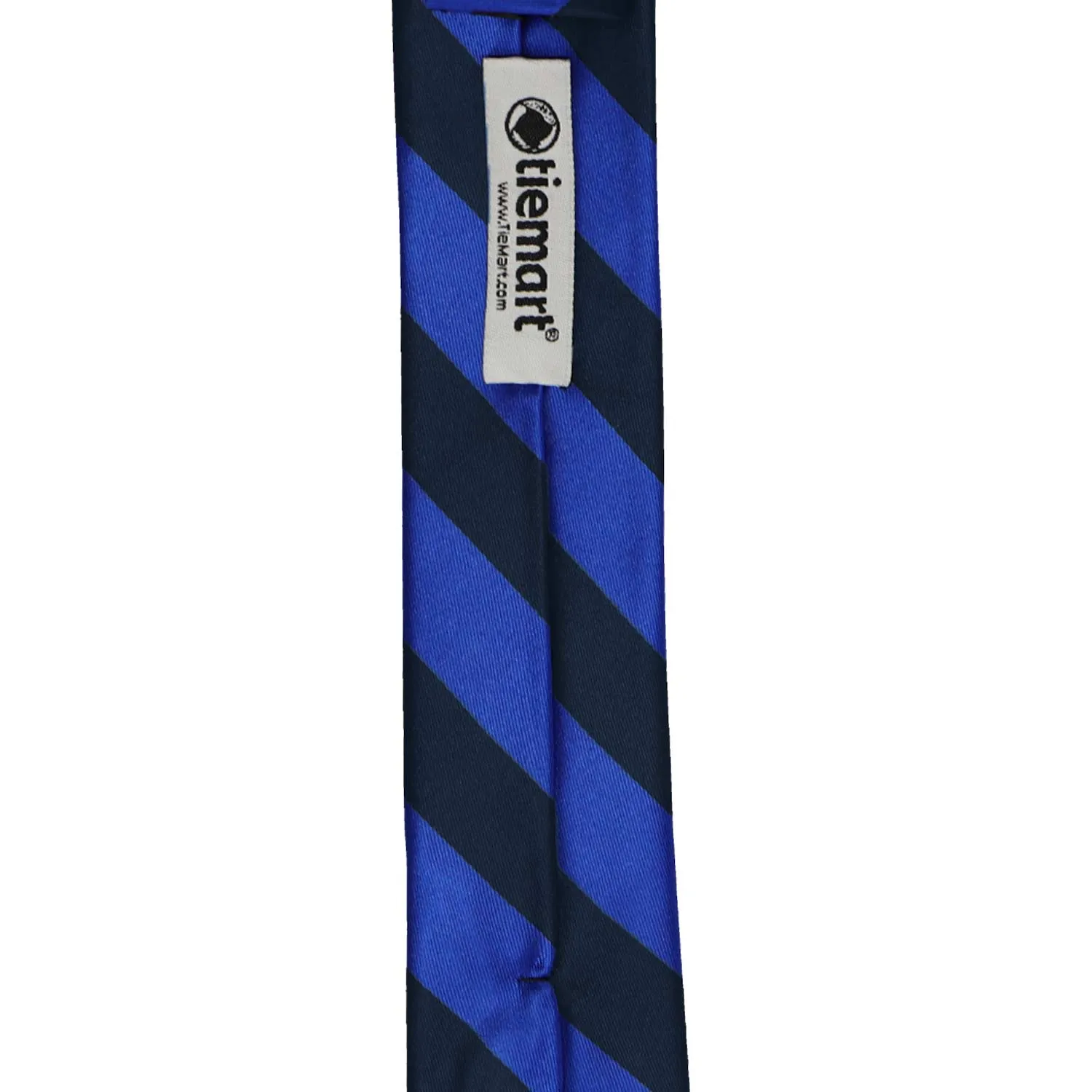 Navy Blue and Royal Blue Striped Skinny Tie, 2" Width sold by TieMart product image thumbnail 3