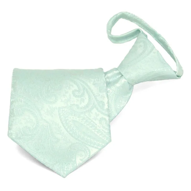 Seafoam Clara Paisley Zipper Tie sold by TieMart