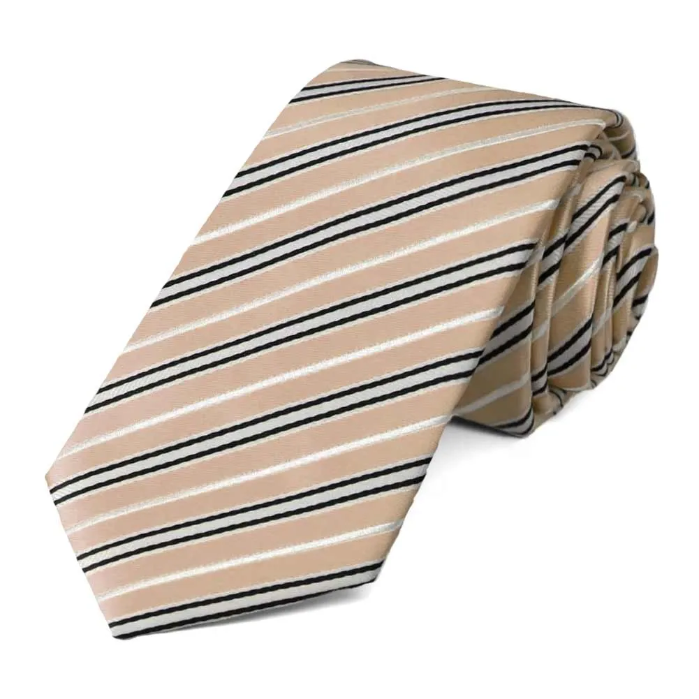 Bronze Superior Striped Slim Necktie sold by TieMart