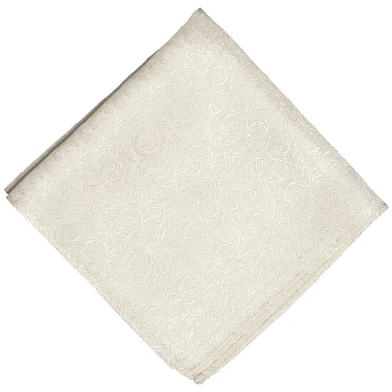Ivory Groom Floral Silk Pocket Square sold by TieMart