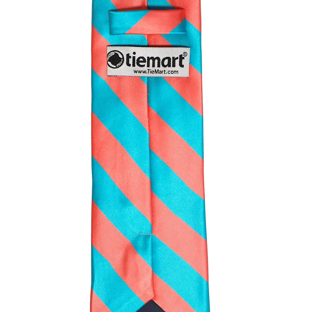 Bright Coral and Turquoise Striped Tie sold by TieMart product image thumbnail 4