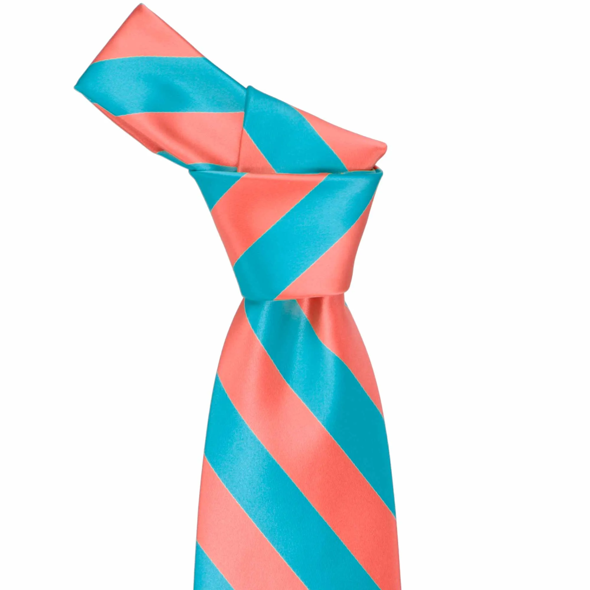 Bright Coral and Turquoise Striped Tie sold by TieMart product image thumbnail 2