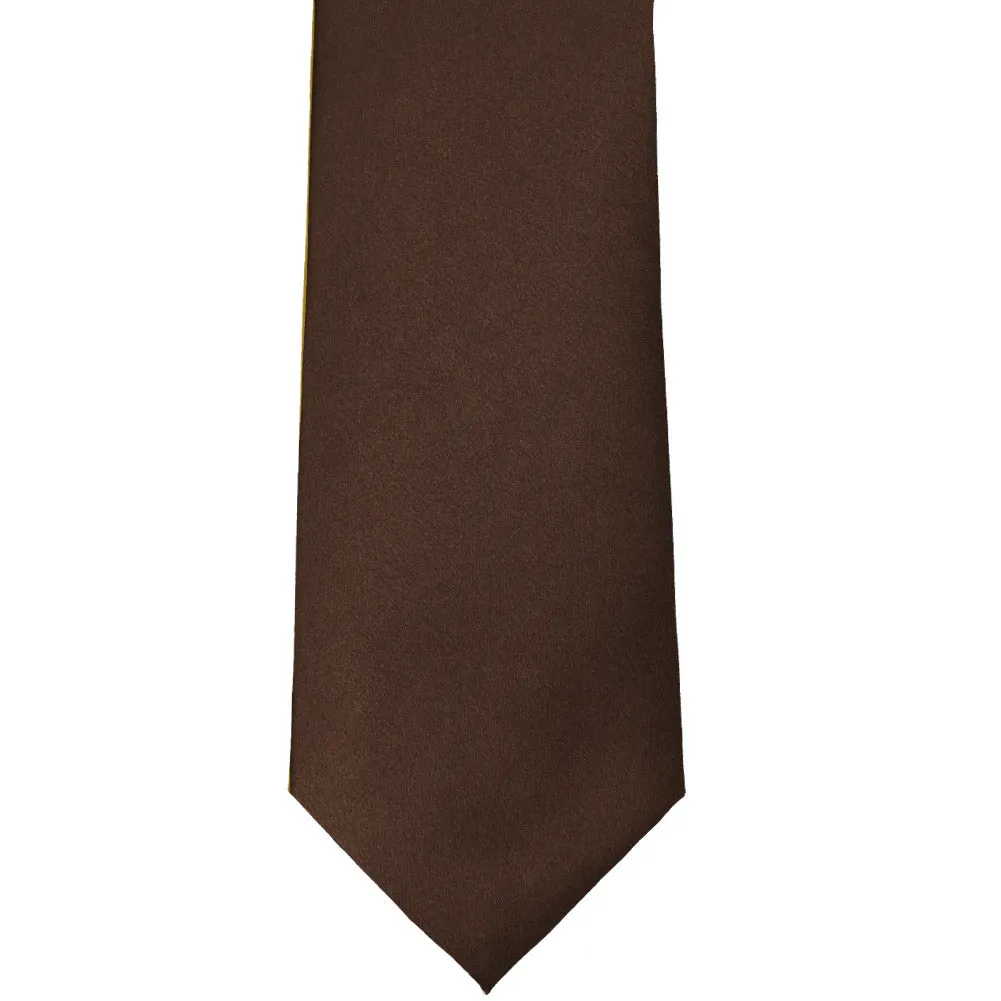 Chestnut Brown Solid Color Necktie sold by TieMart product image thumbnail 2