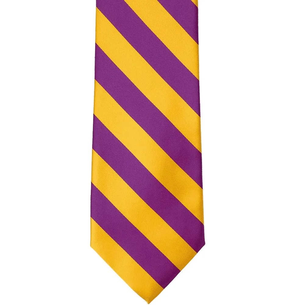 Shocking Violet and Golden Yellow Striped Tie sold by TieMart product image thumbnail 3