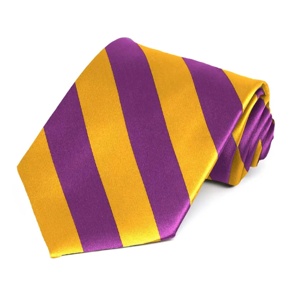 Shocking Violet and Golden Yellow Striped Tie sold by TieMart
