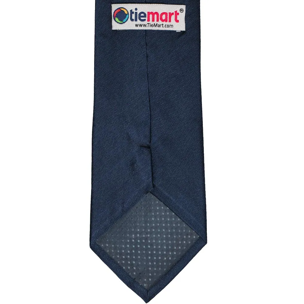 Navy Blue Herringbone Silk Extra Long Necktie sold by TieMart product image thumbnail 3