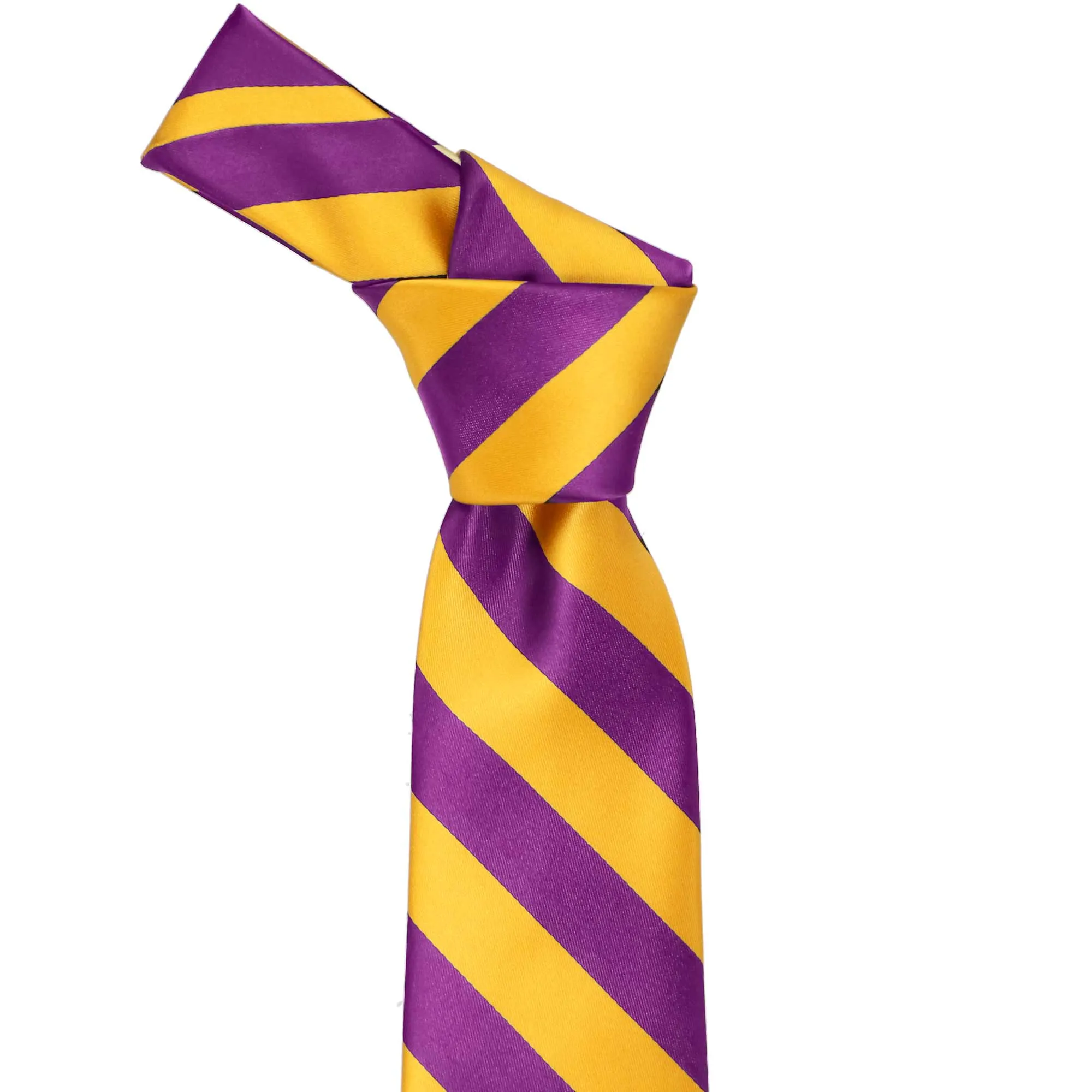 Shocking Violet and Golden Yellow Striped Tie sold by TieMart product image thumbnail 2