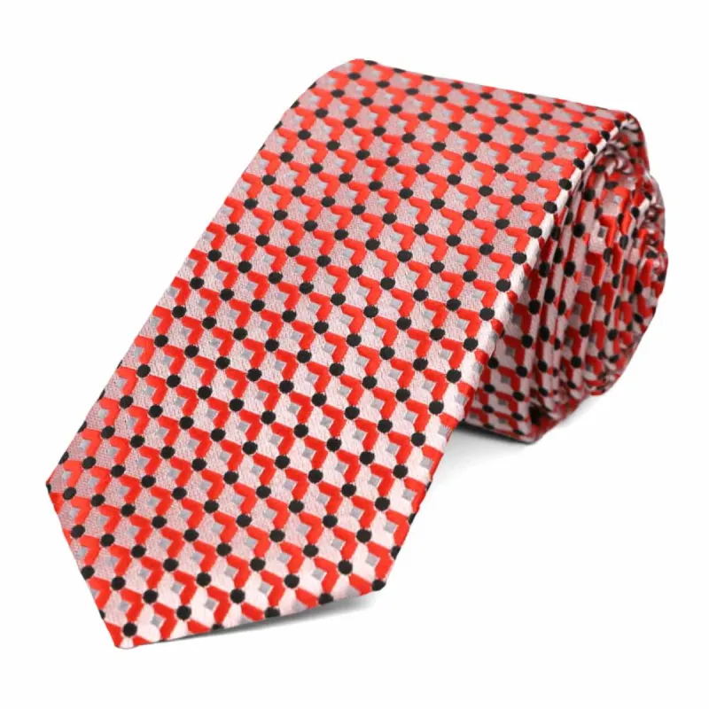 Red Island Geometric Slim Necktie sold by TieMart