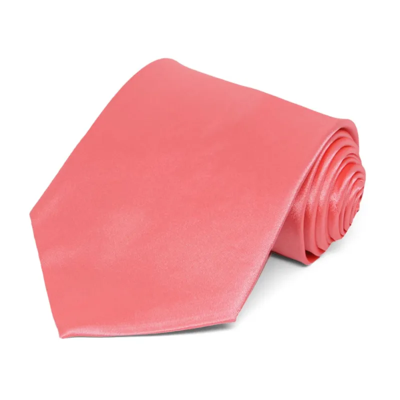 Coral Satin Staff Tie sold by TieMart