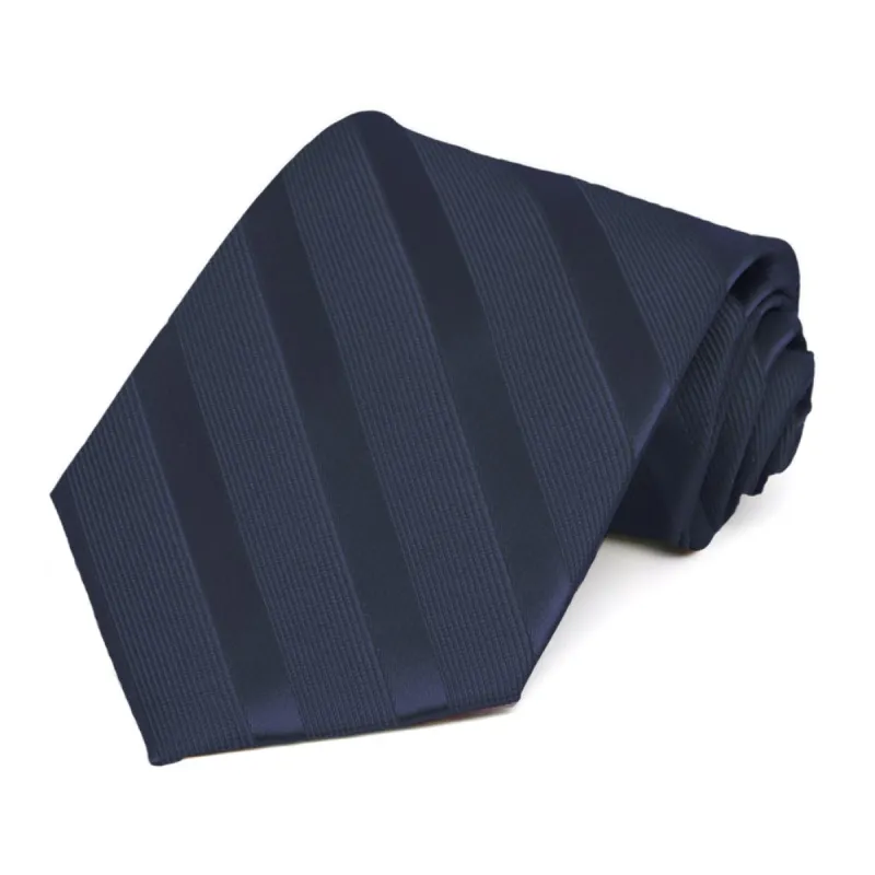 Navy Blue Elite Extra Long Striped Necktie sold by TieMart