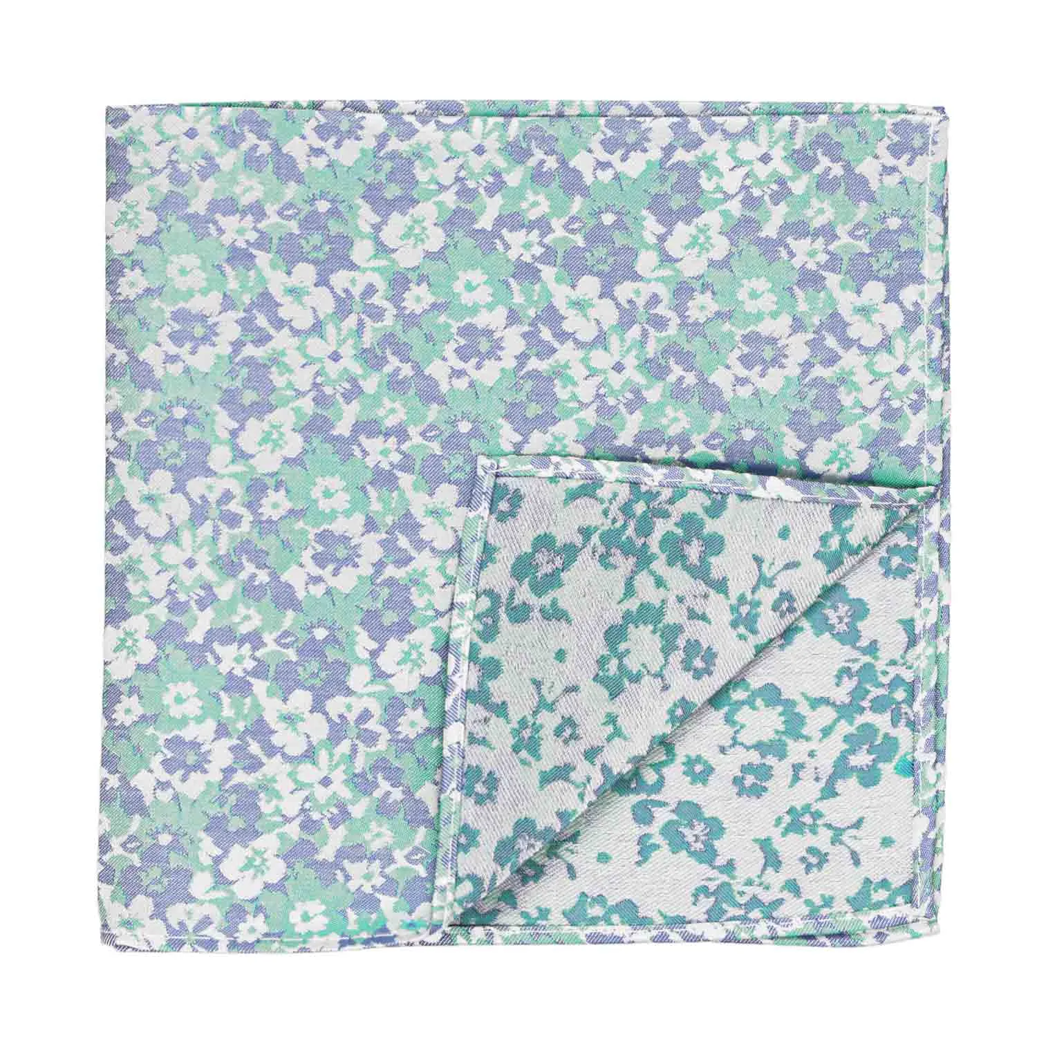 Seafoam and Blue Company Floral Silk Pocket Square sold by TieMart product image thumbnail 2