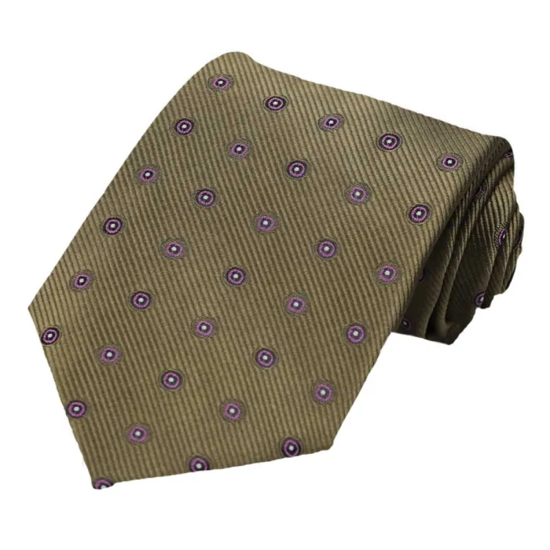 Olive Green Willoughby Dotted Necktie sold by TieMart