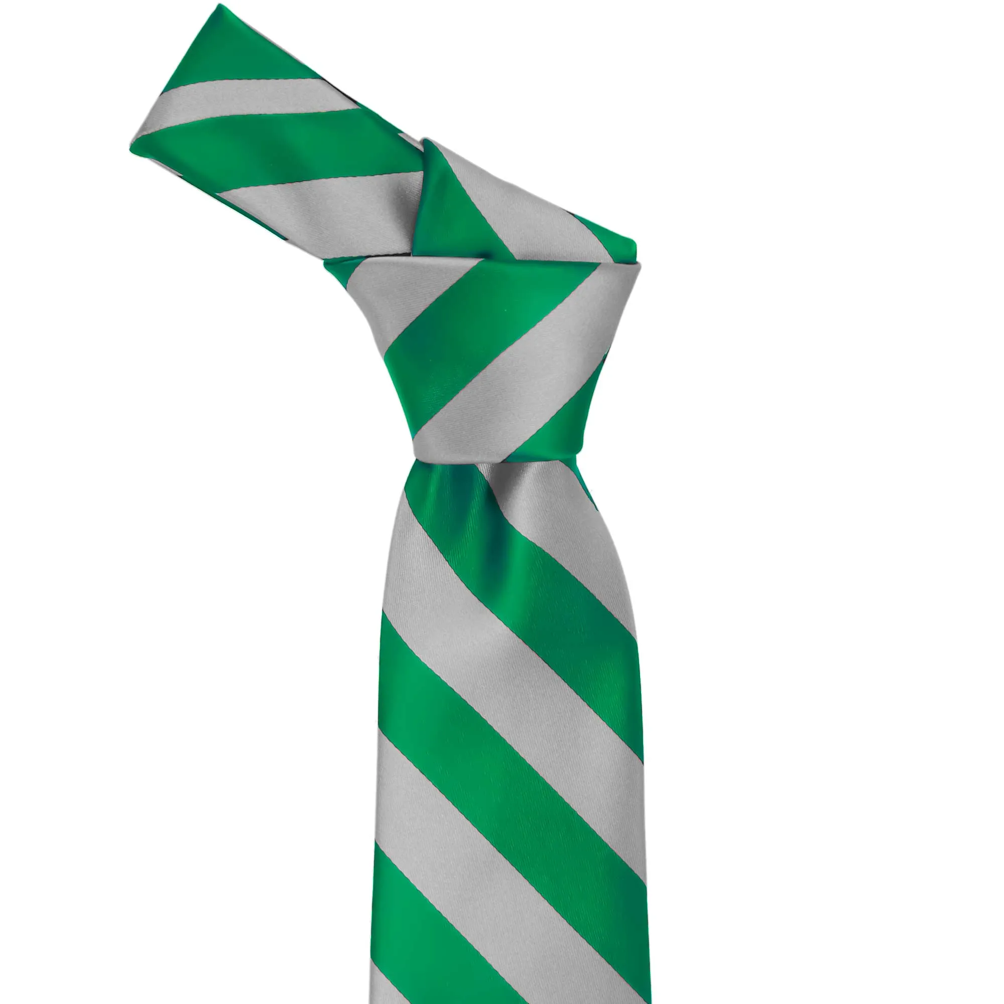 Kelly Green and Silver Striped Tie sold by TieMart product image thumbnail 2