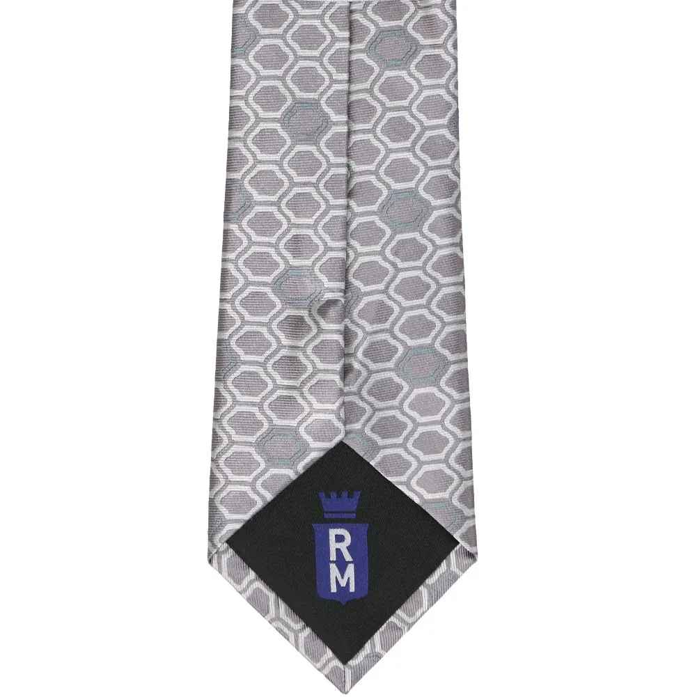 Taupe Analyst Geometric Silk Necktie sold by TieMart product image thumbnail 4