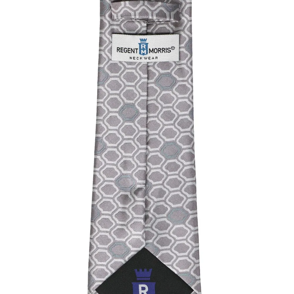 Taupe Analyst Geometric Silk Necktie sold by TieMart product image thumbnail 3