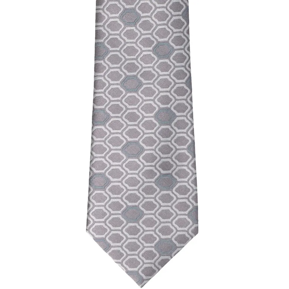 Taupe Analyst Geometric Silk Necktie sold by TieMart product image thumbnail 2