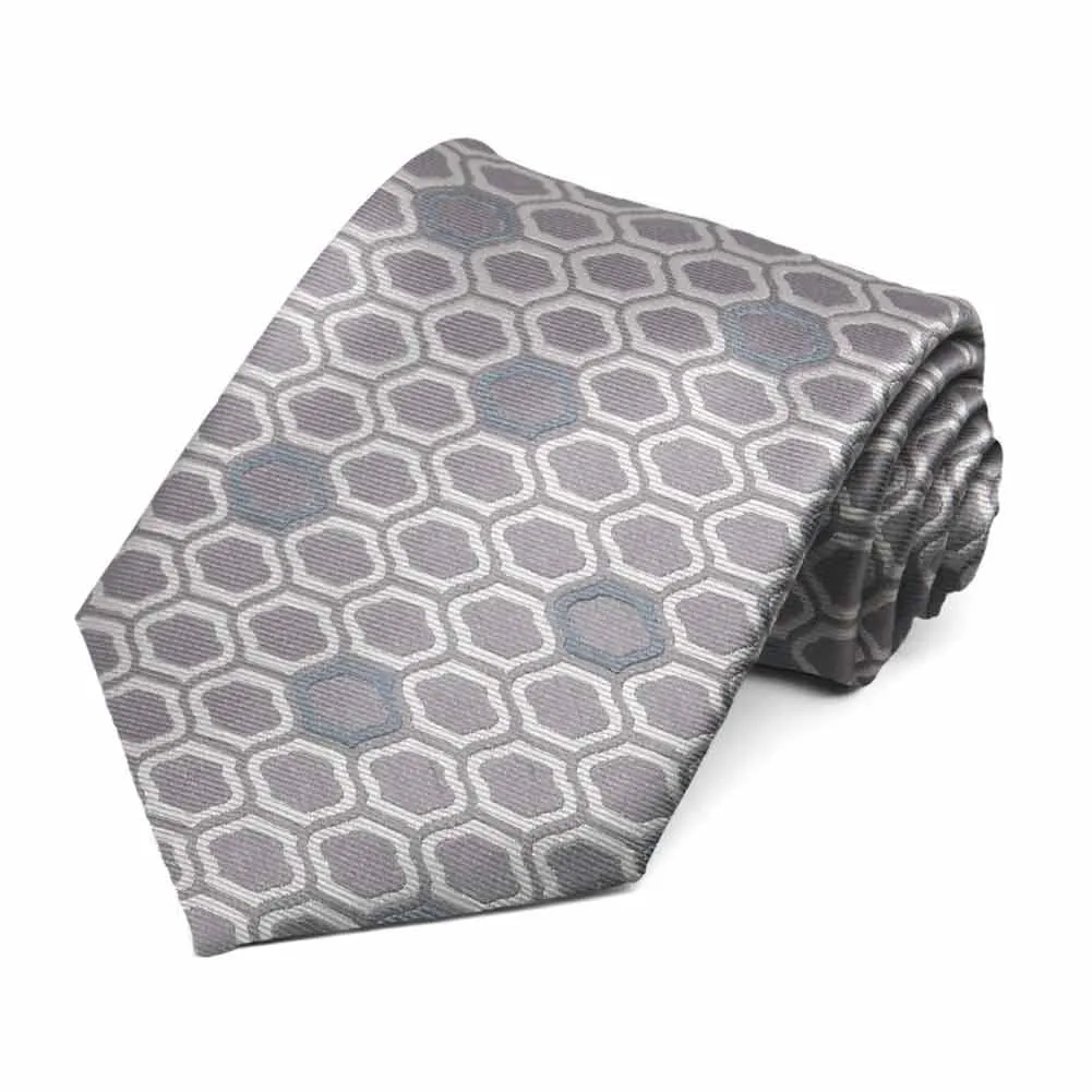 Taupe Analyst Geometric Silk Necktie sold by TieMart