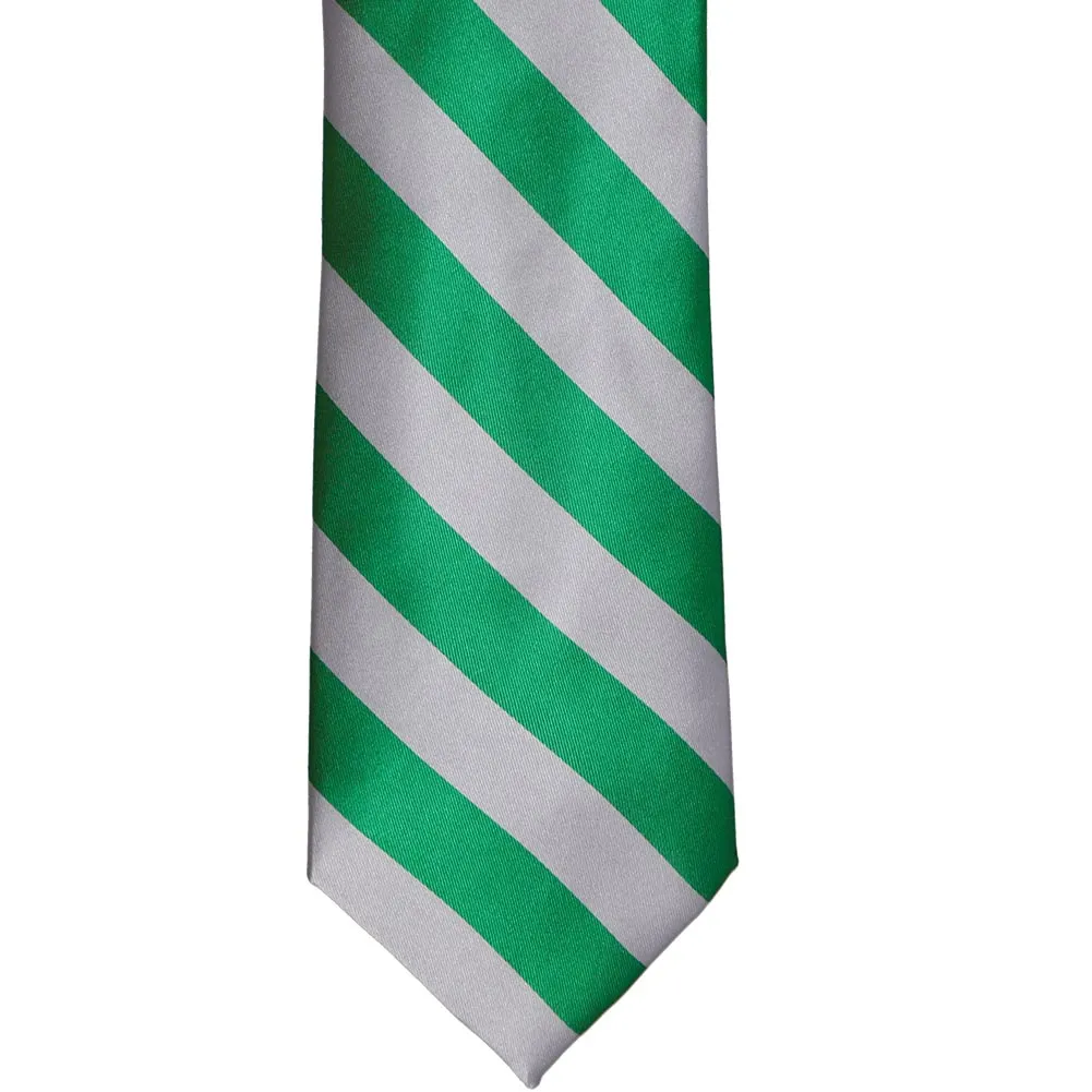 Kelly Green and Silver Striped Tie sold by TieMart product image thumbnail 3