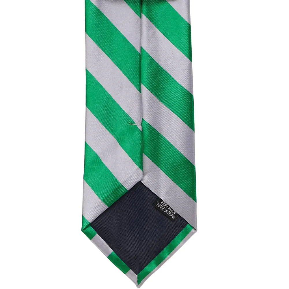 Kelly Green and Silver Striped Tie sold by TieMart product image thumbnail 5